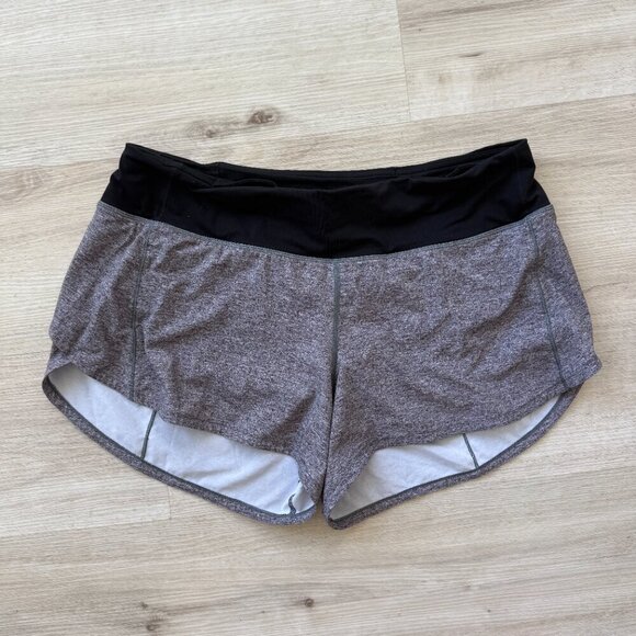 Lululemon Run Speed Shorts Gray Black Running Athletic 10 Tall - Picture 1 of 7